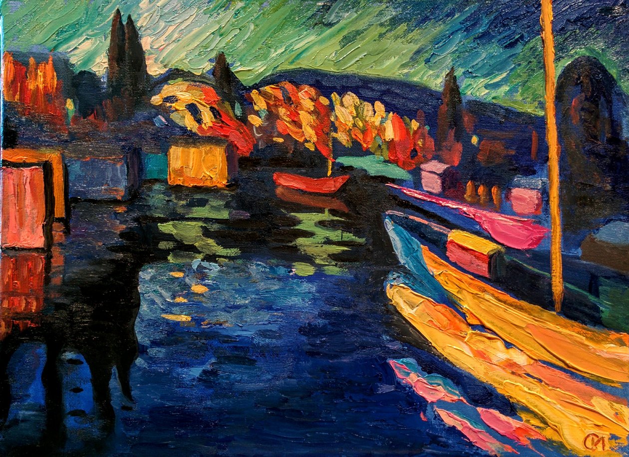Autumn Landscape with Boats by Wassily Kandinsky